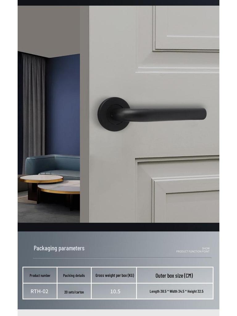 Stainless Steel 304 Door Handle Euro Standard Fireproof Lock Lever for Bedroom/Bathroom.