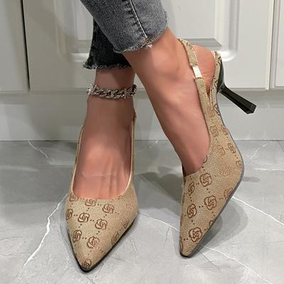 Chaussures à bride arrière sexy pour femmes, nouvelle marque, escarpins à talons hauts, élégantes, à talon moyen, à bout pointu, à enfiler, grande taille