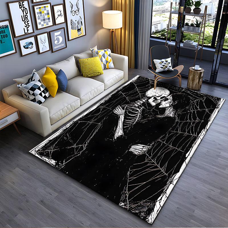 Skeleton Couple Gothic Artwork Suitable As a Non-slip Mat for the Living Room or Bedroom Sofa