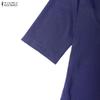 ZANZEA Women Casual V-Neck Solid Color Loose 3/4 Sleeve Blouse