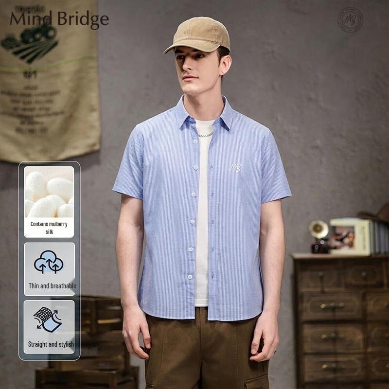 Mind Bridge Men s Striped Short Sleeve Shirt M