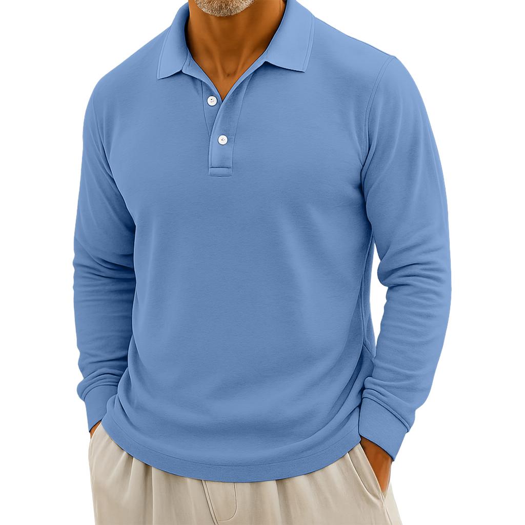 Men's Casual Solid Color Button Long Sleeve Top