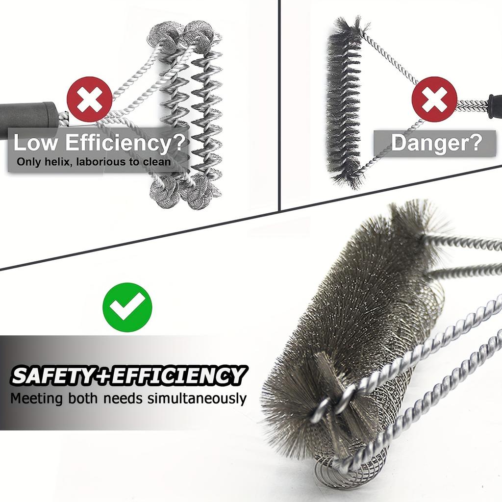 Stainless Steel BBQ Grill Cleaning Brush, Single Wire Brush for Outdoor Grates, Effective for Removing and