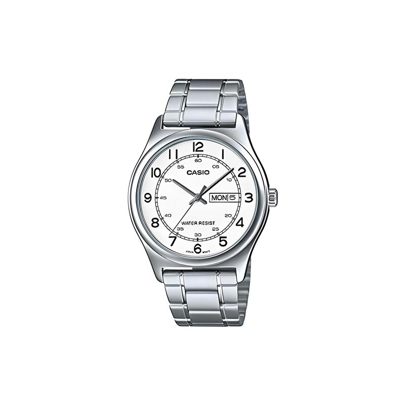 

Casio CASIOSTANDARD series 30 meters waterproof for daily use, quartz movement, stainless steel strap, Japanese and Korean watch, same MTP-V006D-7B2 белый