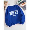 Street Casual Women Pullover Wifey EST.2024 Letter Printing Sweatshirt Warm Soft Hoodies Loose Crewneck Fleece Female Clothing