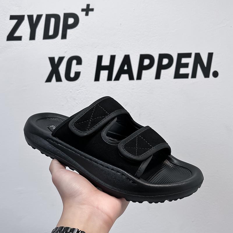 New sandals men's outdoor two wear non-slip casual wind one-word drag outside wear shit-stepping beach shoes 371221-R