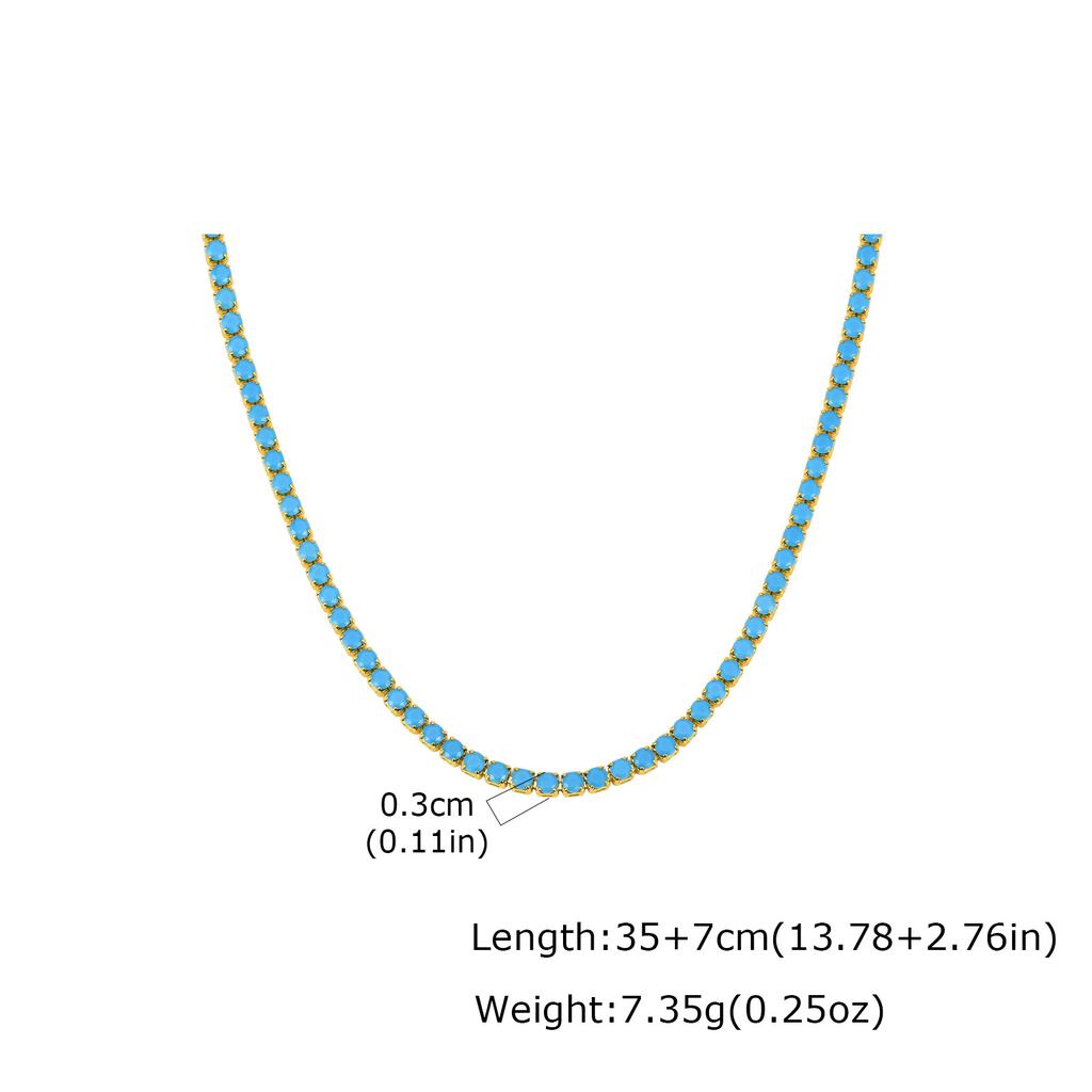 Shiny AAA+ 3mm Colorful Crystal Tennis Chain Necklace Bling Rainbow Cubic Zircon Choker for Women Party Fine Jewelry Gift