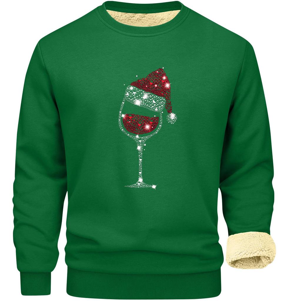 Sweatshirts för män Långärmad Fleece Casual Luddig Rundhalsad Pullover Varm Vinter