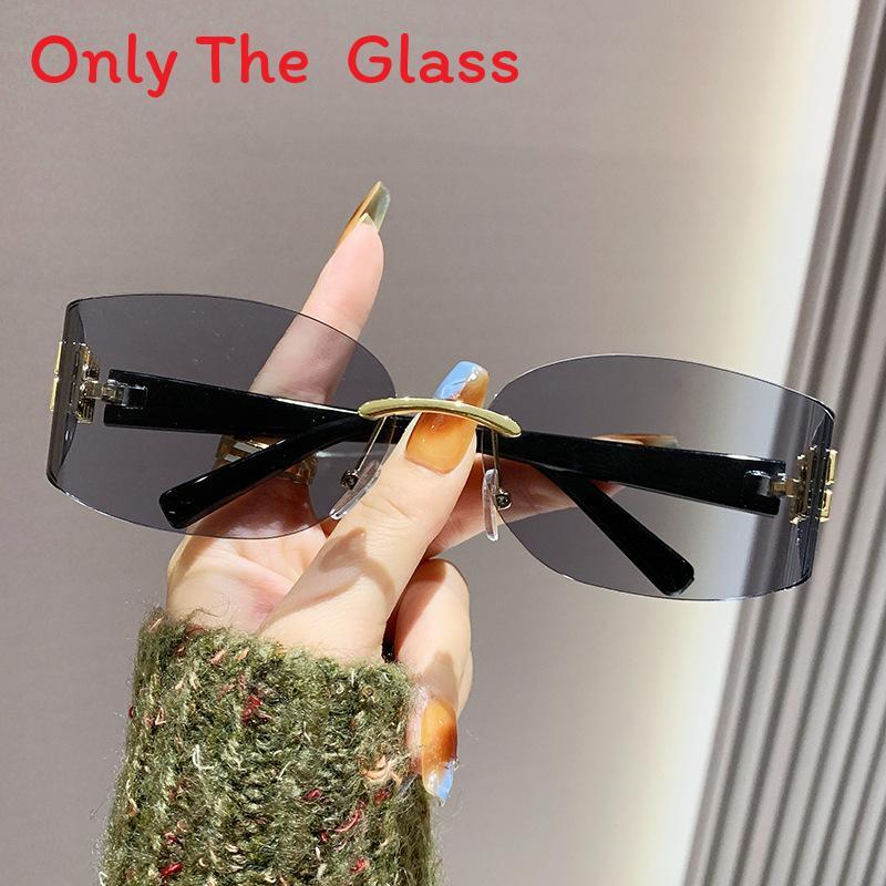 New Fashion Female Square Rimless Sunglasses With Uv400 Protection For Travel And Parties