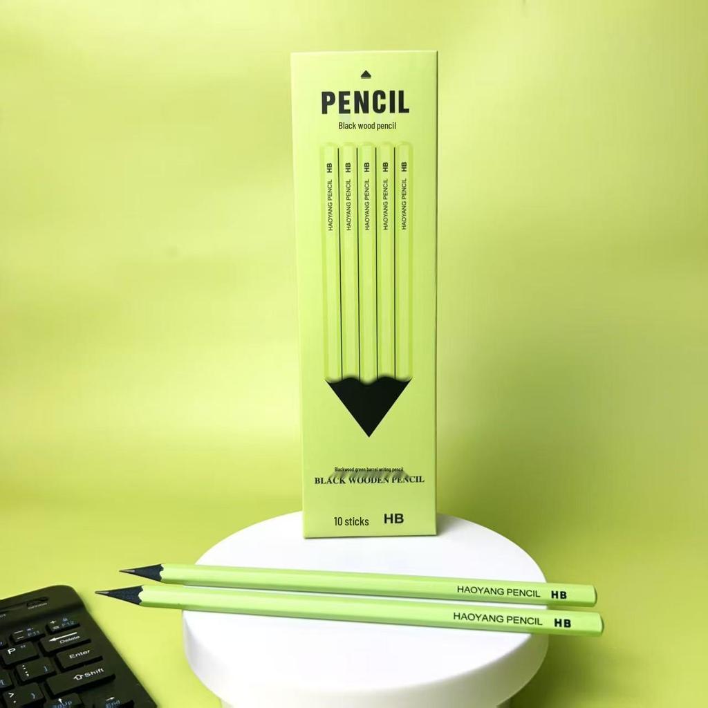Premium Black Wood Pencil with Green Barrel, Safe for Elementary & Kindergarten Students, 2B & HB Options Available.