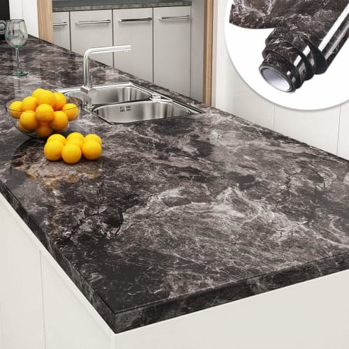 YENHOME Marble Wallpaper Remake Sheet, 60cm X 3m, Removable, Glossy, Cutting Sheet, Self-Adhesive, Wallpaper Repair Sheet, Waterproof, for Kitchens, E