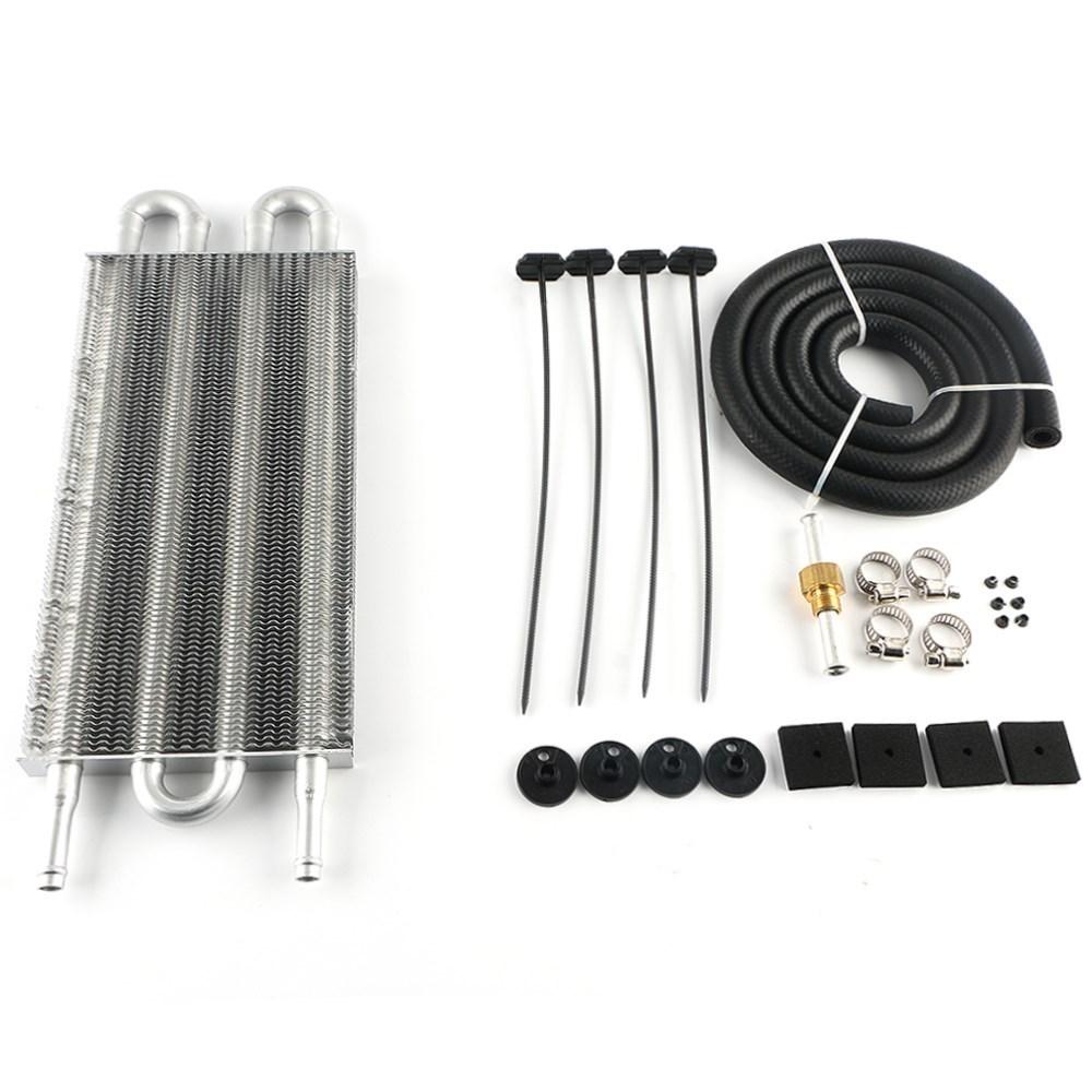 4 Row 6 Row 8 Row Universal Aluminum Remote Transmission Oil Cooler Auto-Manual Radiator Converter Kit TOC-1001