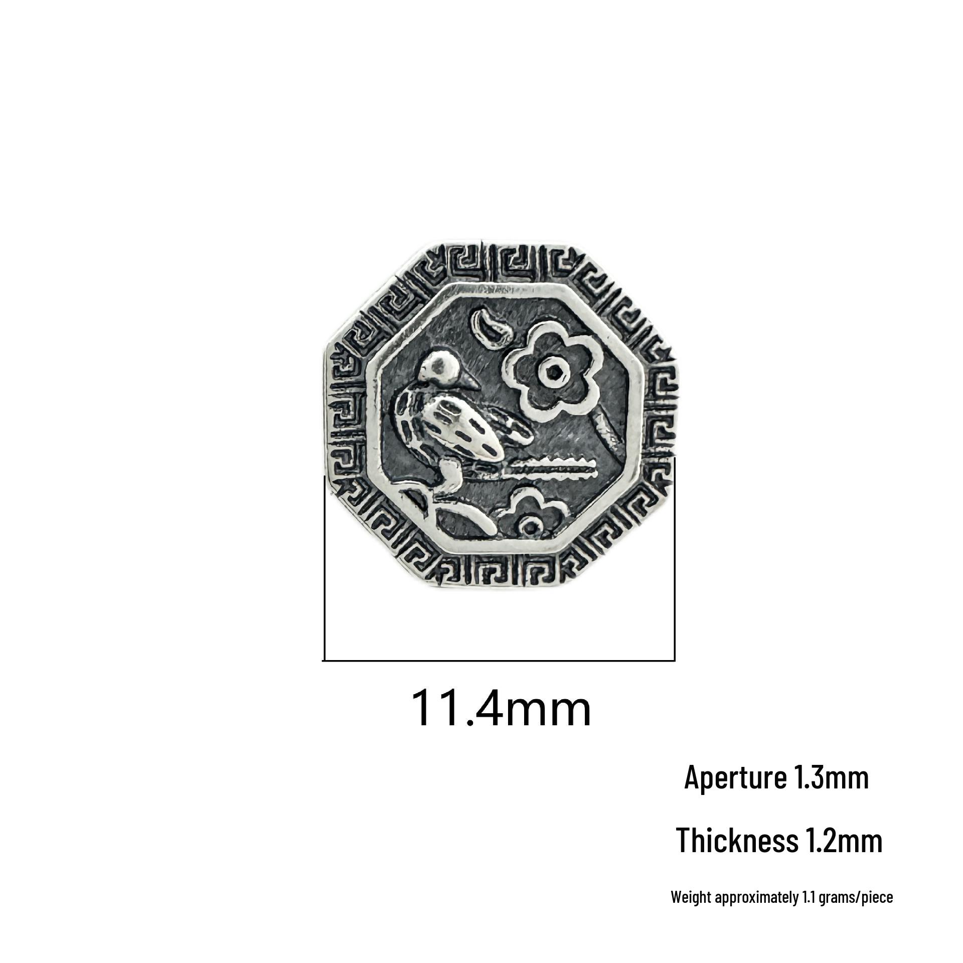 S925 Sterling Silver Bird and Flower Fragrance Button Charms for DIY Beading - Retro Ink Wash Black Jewelry Supplies. S925 Sterling Silver