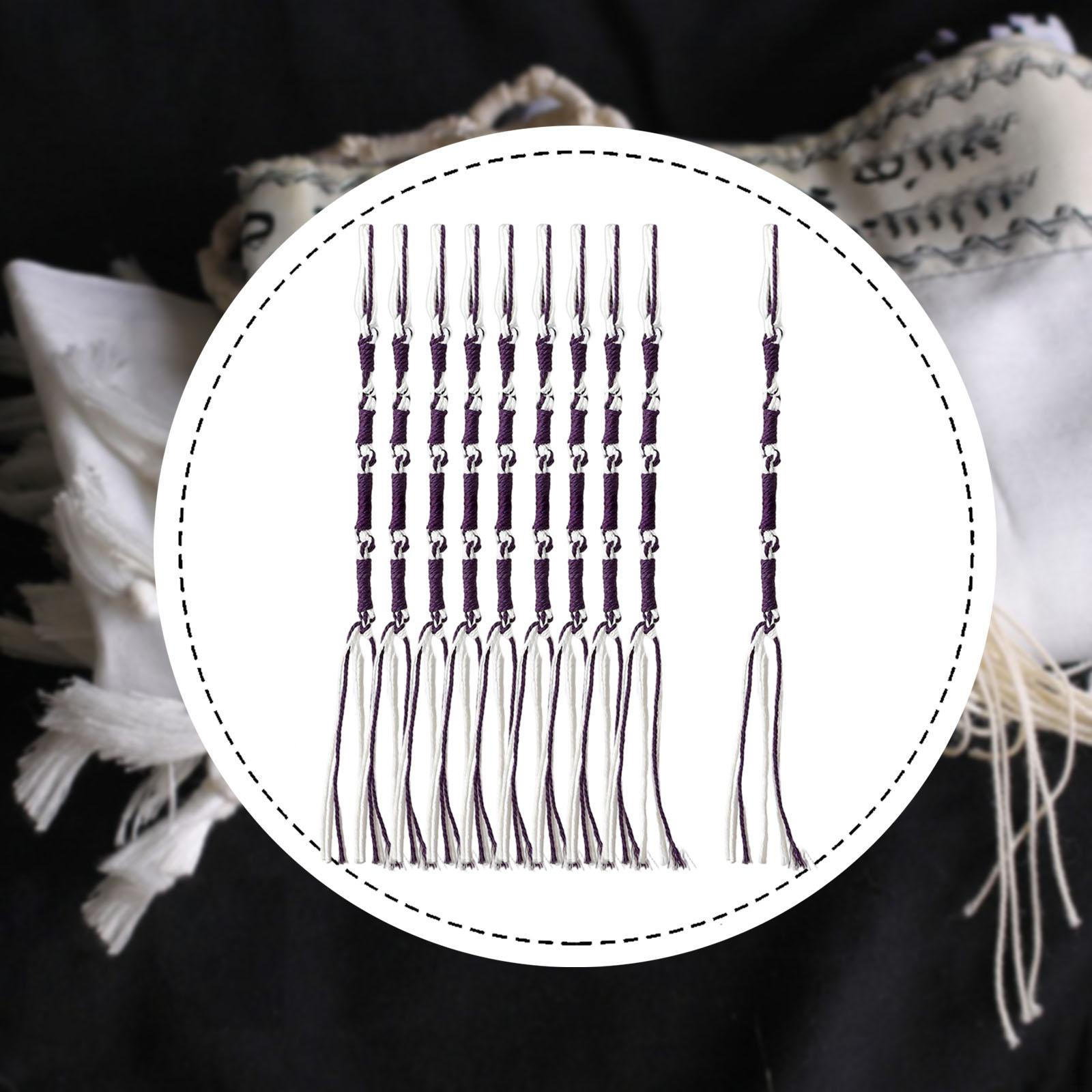 

10 Piece Set Including Traditional Jewish Tzitzit, Prayer Shawls, Accessories And Home Decor Items. Purple White