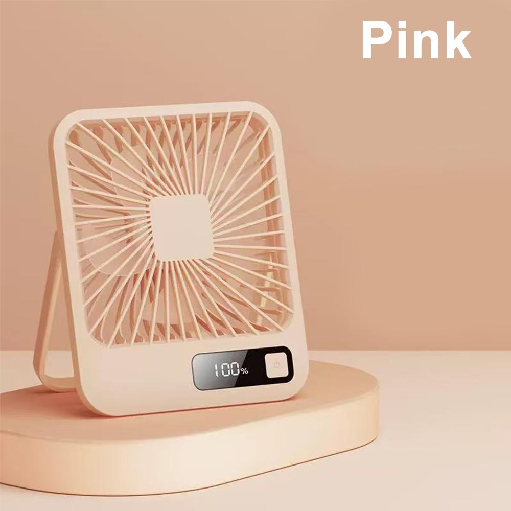 

Desk Fan Portable Mini Fan Foldable Table Fans With 5 Gear USB Rechargerable Wall Fan Student Desktop Hang Fan For Office Home рожевий