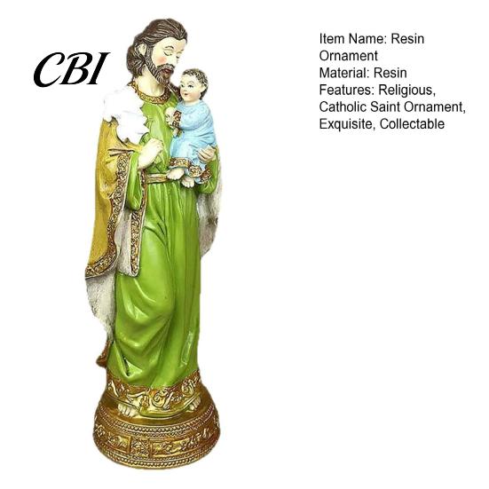 Religious Resin Ornaments Joseph And Child Jesus Figurine, Christian Ornament, Spiritual Home Decoration Collectable Catholic Saint Statue,