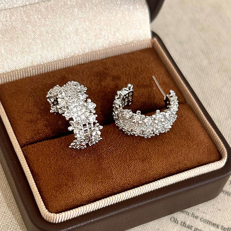 

PONYKISS Sterling Silver 18K Gold Zircon Letter C Stud Earrings for Women Light Luxury Fine Classic Accessories
