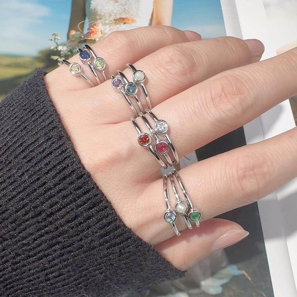 S925 Sterling Silver Natural Color Treasure December Birthstone Ring Premium Sense Index Finger Little Finger Couple Ring