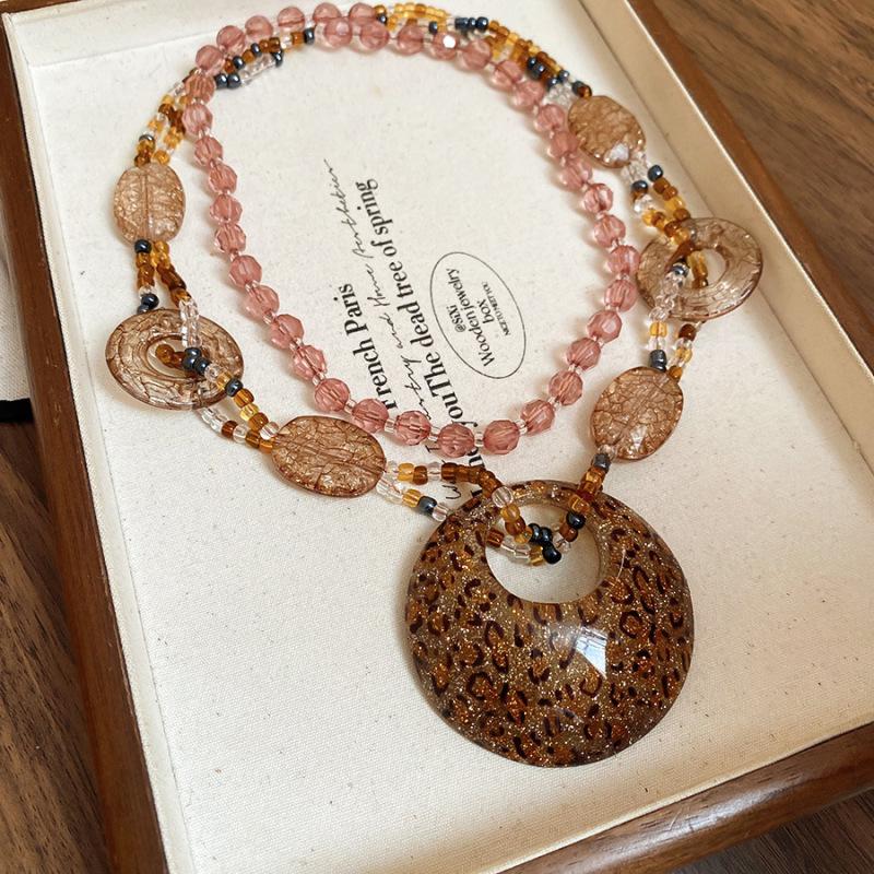Cherry Gummy Crystal Heart Beaded Stackable Necklace - Summer Collarbone Chain Exquisite Design