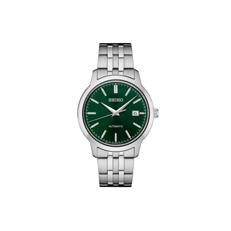 SEIKO Essentials Collection 100m Waterproof Automatic Mechanical Movement Stainless Steel Strap SRPH89K1 Green Dial