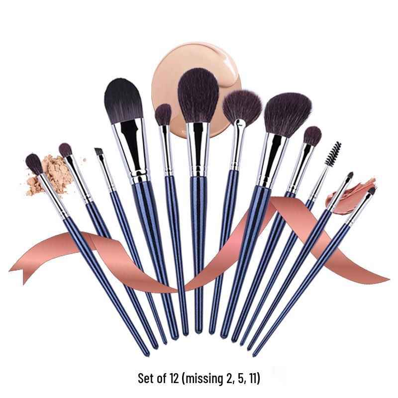 Genuine Wool 15-Piece Copper Tube Makeup Brush Set - Includes Highlight, Eyeshadow Brushes & Eyelash Comb
