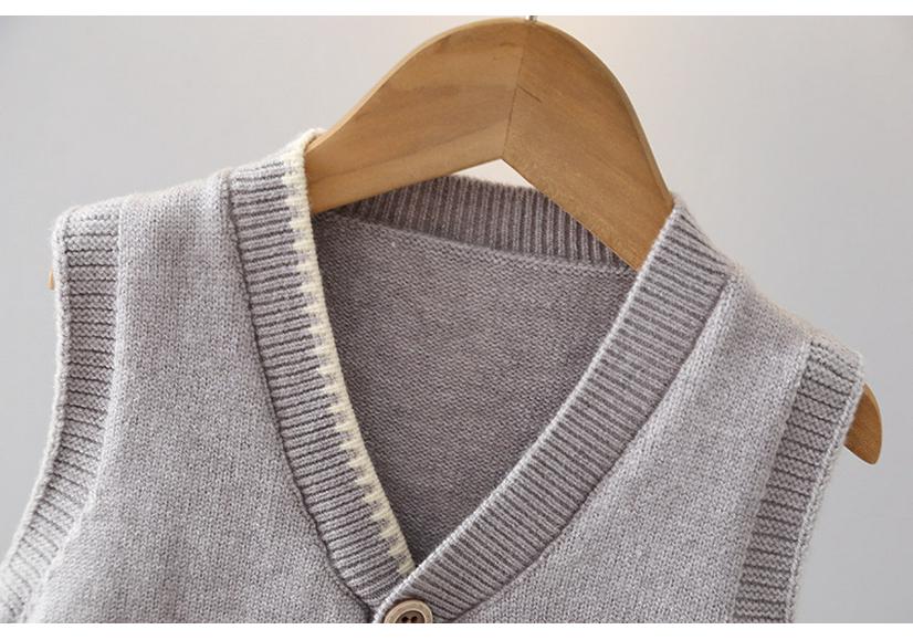 2026 Spring/Autumn Boy's Sleeveless Knit Cardigan Vest