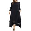 Robe Longue Musulmane Mode Grande Taille pour Femme à Manches Trois Quarts