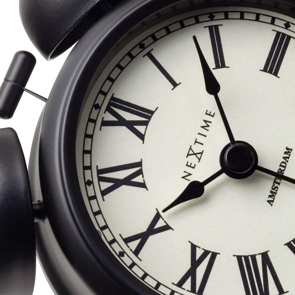 NEXTIME Table Amsterdam Small Alarm Clock, Stylish, Quiet Bell, European Design, Compact, Cool, Perfect for the Bedroom
