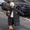 Winter Warm Girls Extra Long Cotton Lined Hooded Zipper Puff Jackets School Kids Thick Coats Children Outfits Windbreaker 5-16Yr