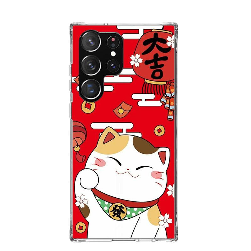 

Lucky Cat Maneki Neko Japanese Phone Case For Samsung Galaxy S25 Edge S24 S23 S22 S21 FE S20 Ultra S10 Plus + Art Customized Coq Samsung S25 Edge