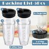Blender Replacement Parts 24oz Ninja Blender Cups with To-Go Lids, 7 Fins Extractor Blade, Compatible with Nutri Ninja Auto iQ Blenders BL2012 BN801