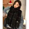 New Large Plaid Scarf for Women In Autumn and Winter Korean Style Tassel Imitation Cashmere Warm Men's Scarf for Couples Casual and Versatile Students