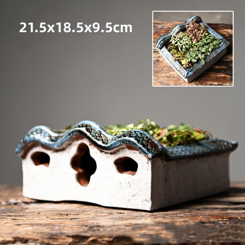 

Керамический цветочный горшок в китайском стиле – креативный настольный контейнер для растений A