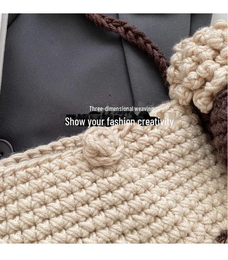 Handgestrickte Woll-Cartoon-Lamm-Tasche: Modische Eltern-Kind-Umhängetasche