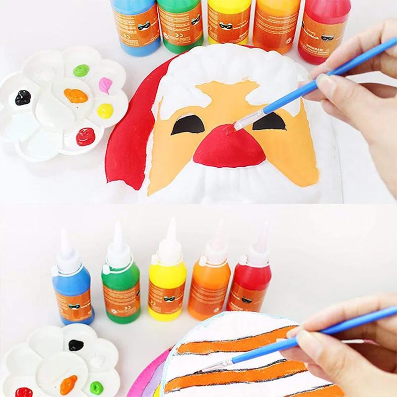 10pcs DIY Artist Paint Brushes for Kids Round Flat Miniature Nylon Hair Acrylic Watercolor Gouache Art Kits