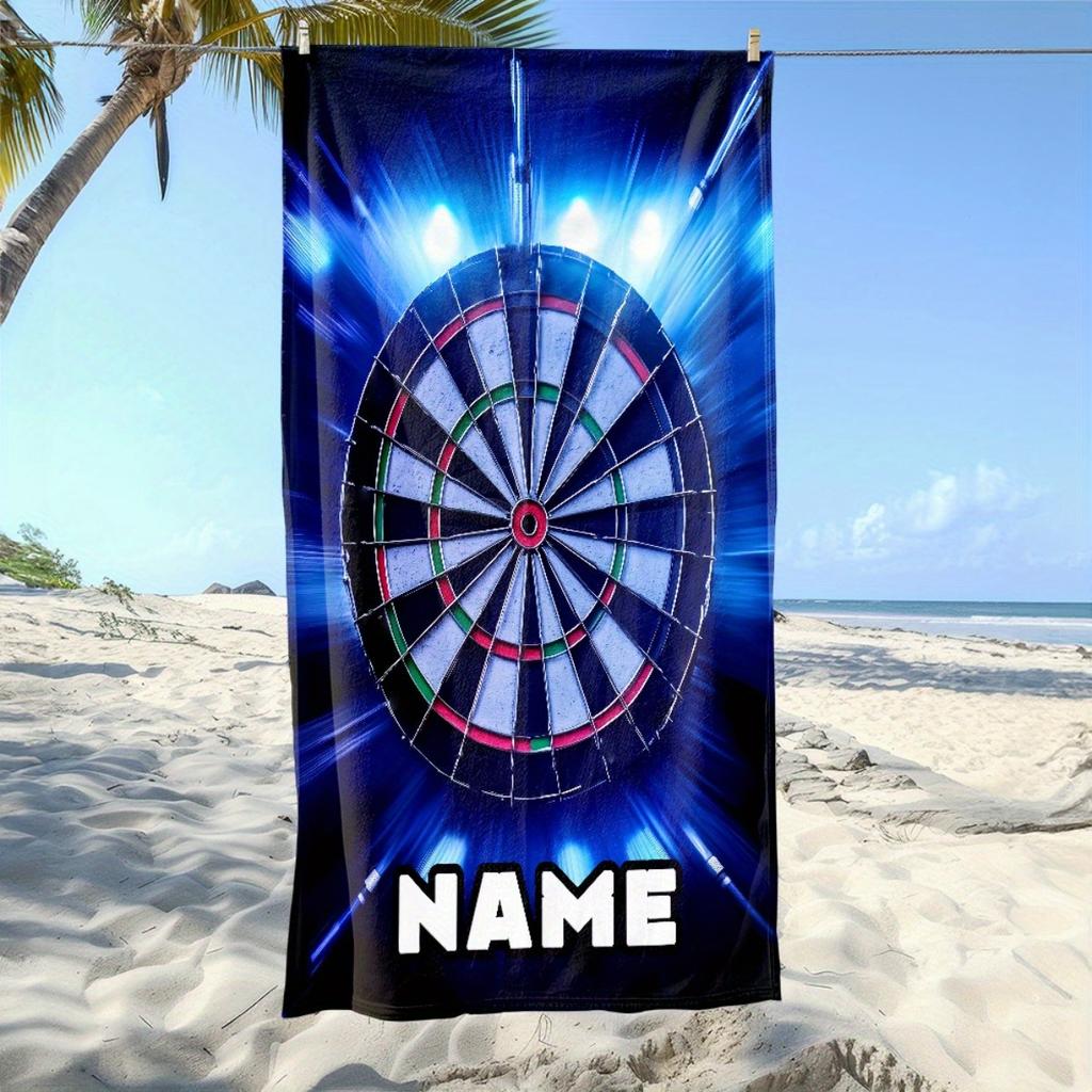 Custom Darts Beach Towel Personalized Name Dartboard Game Microfiber Bath Towels Soft Quick Dry Pool Lounger All Season Use