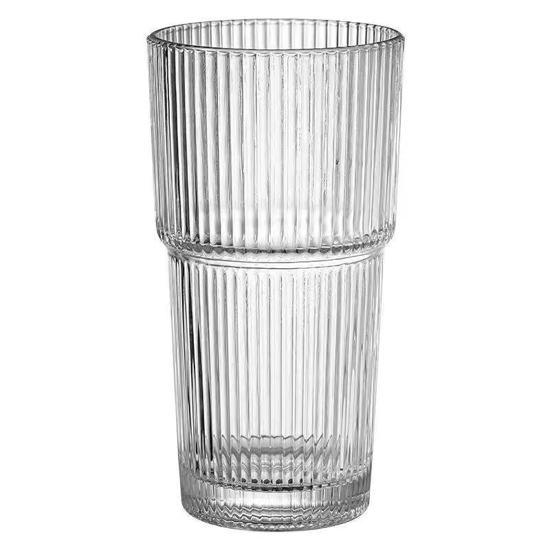 

Bamboo Stripe Large-Capacity Glass Cup with Lid & Straw – Ideal for Cold Drinks, Juice, Coffee, and Water 400-600ml