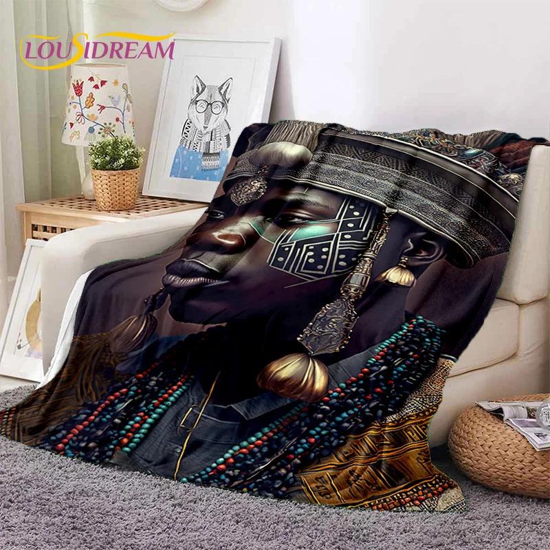 Cartoon Africa Ethiopian Custom Painting Art Soft Flannel Blanket for Bed Bedroom Sofa Picnic,Throw Blanket for Outdoors Leisure