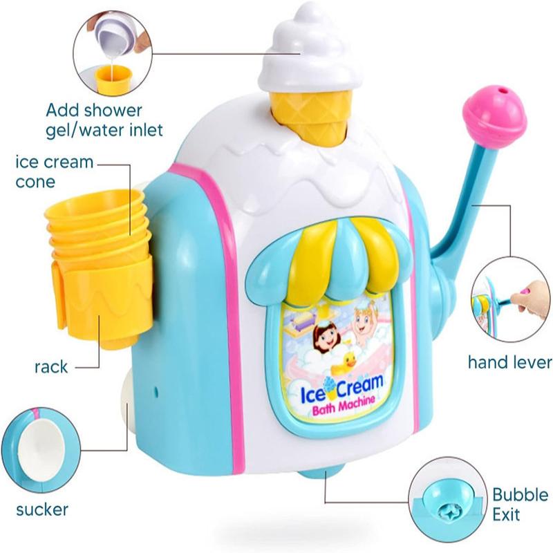Child Bathroom Ice Cream Machine Bubble Machine Bath Cartoon Manual Bubbles Manufacturing Machine