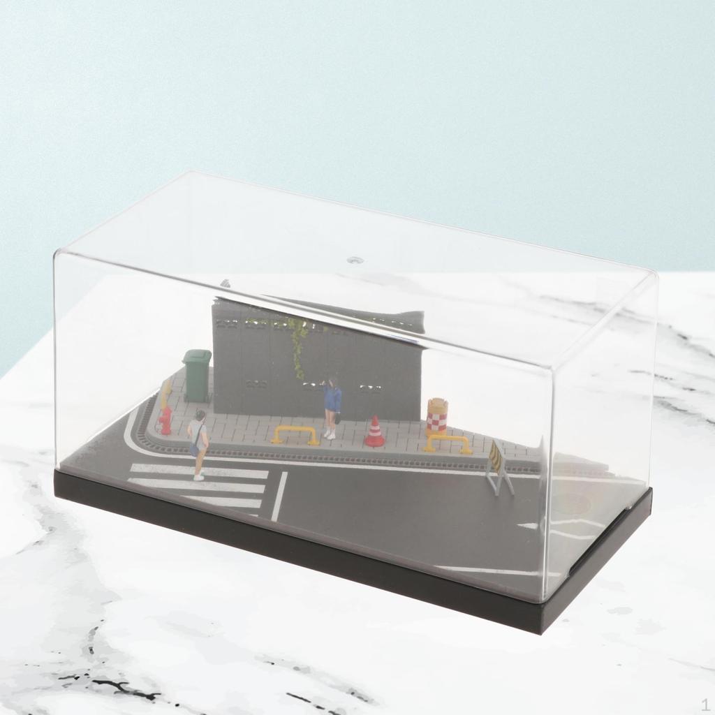 1/64 Diecast Auto Vitrine Miniatur Straßenszene Sammlung Ornament Straßenecke Diorama