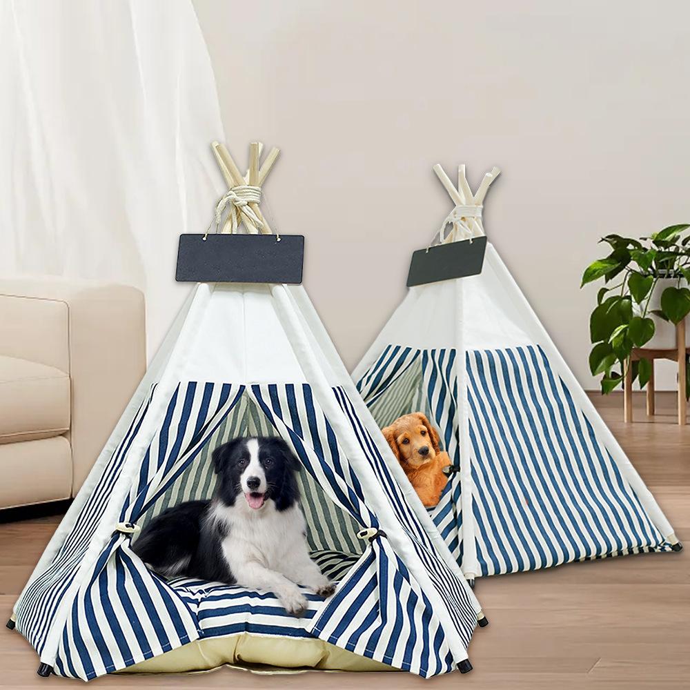Cat Tent Dog House Removable and Washable Canvas Dog House New Zealand Pine Pet Tent House