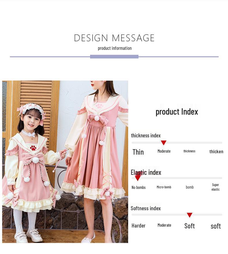 Girls' Lolita Cute Dress with Warm Fleece Lining - Spring & Autumn Formal Princess Dress for Small to Medium Primary School Children