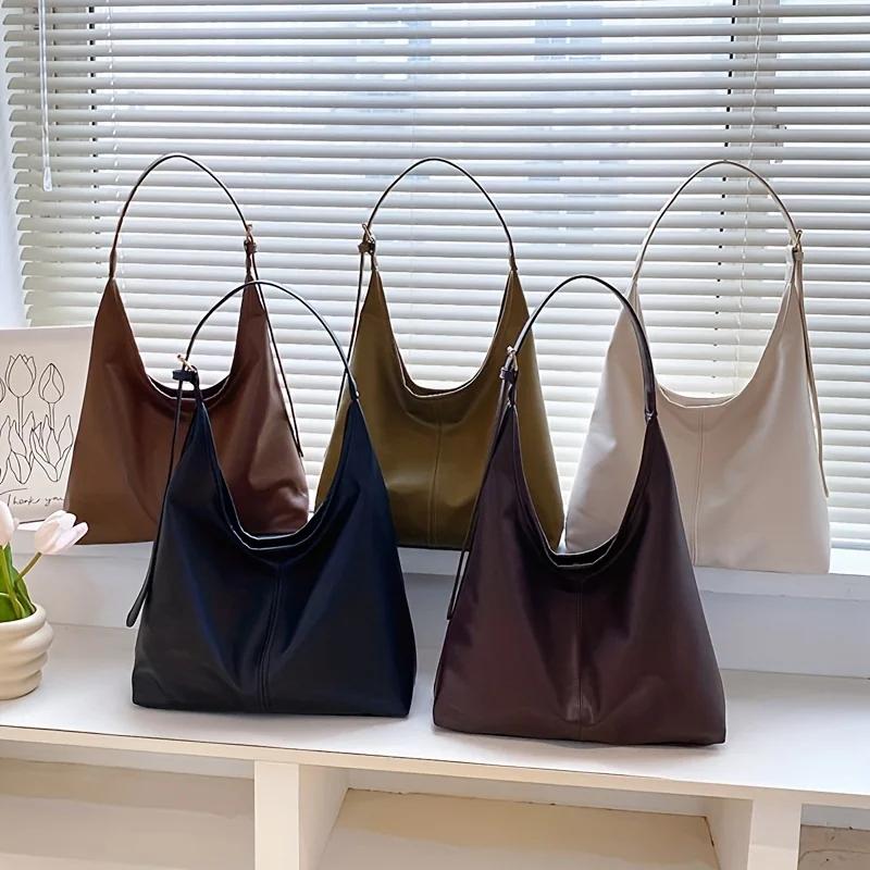 Women's Fashion PU Leather Large Capacity Tote Bag - Versatile Simple Shoulder Bag for Commuting & Banquets