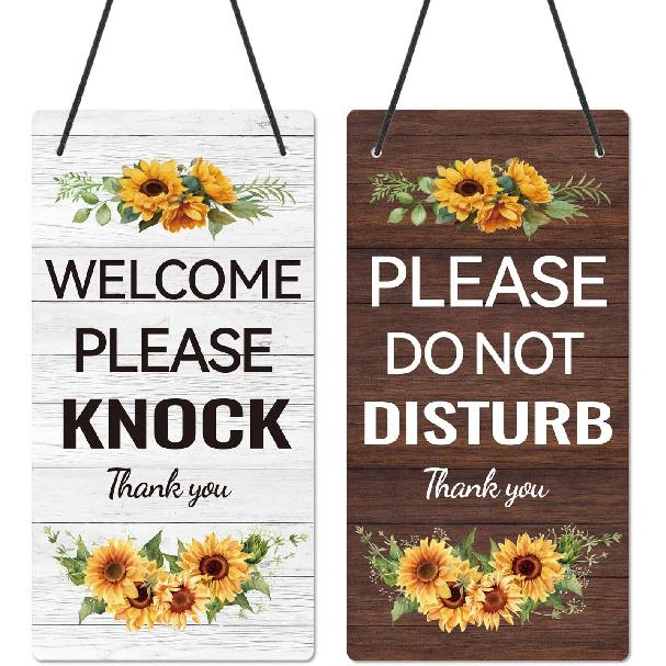 Do Not Disturb Door Hanger Sign - Brown Available Please Knock Door Signs Double Sided Reversible Hanger Plaque for Business Office Session Treatment