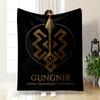 Gold Spear Nordic Symbol Design Printed Flannel Blanket for Bedroom, Living Room, Sofa, and Nap