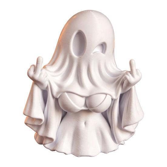 Decorative Ghost Statue Funny Little Ornament, Sexy Bad Halloween Figure, Middle 3D Printed Decor Finger Spooky Tabletop for DIY Painting Home