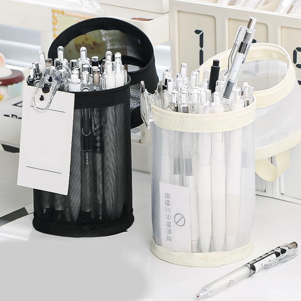 Simple Pencil Case Clear Pencil Bag Large Capacity Pen Case Pen Pouch Cylindrical Pen Bag Pencil Organisers for School