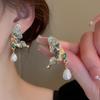 Retro Butterfly Crystal & Pearl Earrings for Women