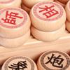 High-end Wooden Chinese Chess Large Pieces - Xiangqi Family Travel Board Game Set With PU Leather Checkerboard For 2 Players