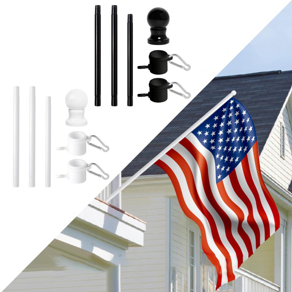 Stainless Steel Flag Pole Kit Swivel Ring Portable Outdoor Flag Pole Adjustable Height Flagpole for House Yard Porch Camping